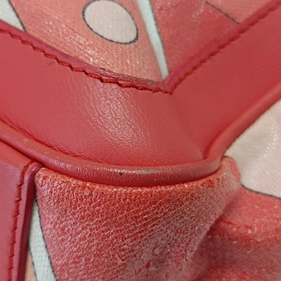 EMILIO PUCCI - Pink Light Pink White Coated Canvas Leather Tote Bag - Picture 5 of 14